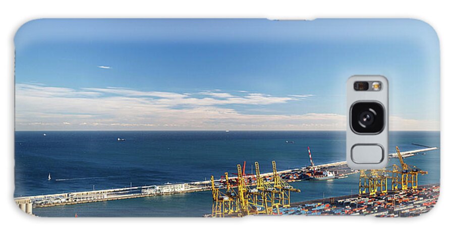 Catalonia Galaxy Case featuring the photograph View Of Commercial Port, Barcelona by Cultura Exclusive/quim Roser