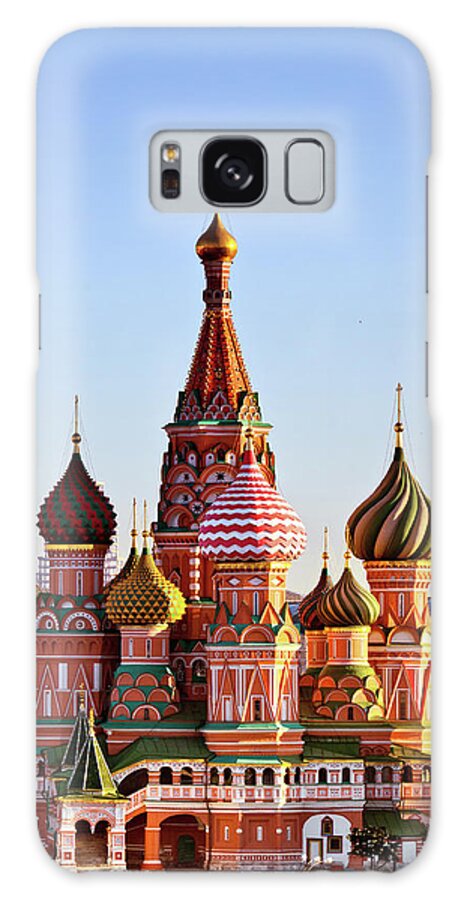 Red Square Galaxy Case featuring the photograph View Of St. Basils Cathedral In Early by Mordolff