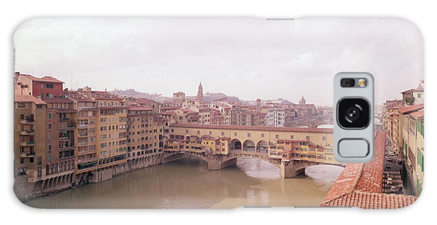 View Galaxy Case featuring the photograph View Of The Arno And The Ponte Vecchio Photo by Italian School