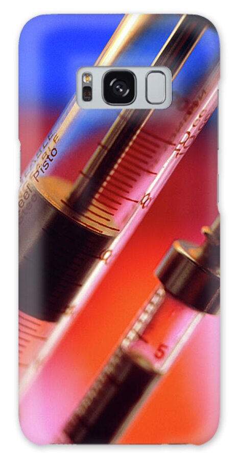 Syringe Galaxy Case featuring the photograph View Of Two Metal And Glass Syringes by Chris Knapton/science Photo Library
