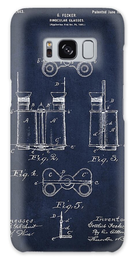 Binocular Galaxy Case featuring the digital art Vintage Binocular Patent Drawing from 1902 by Aged Pixel