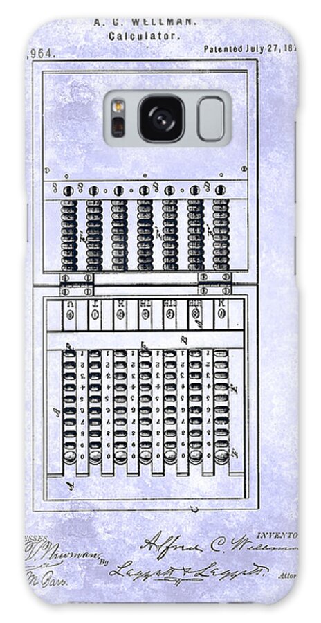 Vintage Calculator Patent From 1875 Galaxy Case featuring the painting Vintage Calculator Patent From 1875 by Celestial Images