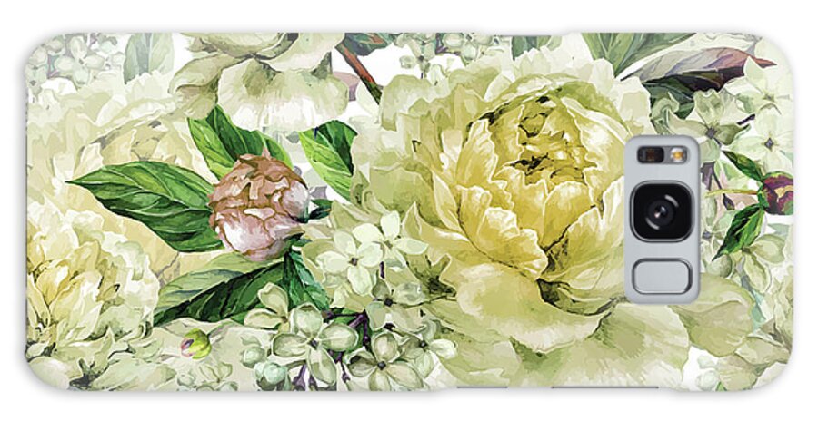 Flowerbed Galaxy Case featuring the digital art Vintage Floral Seamless Watercolor by Inna Sinano