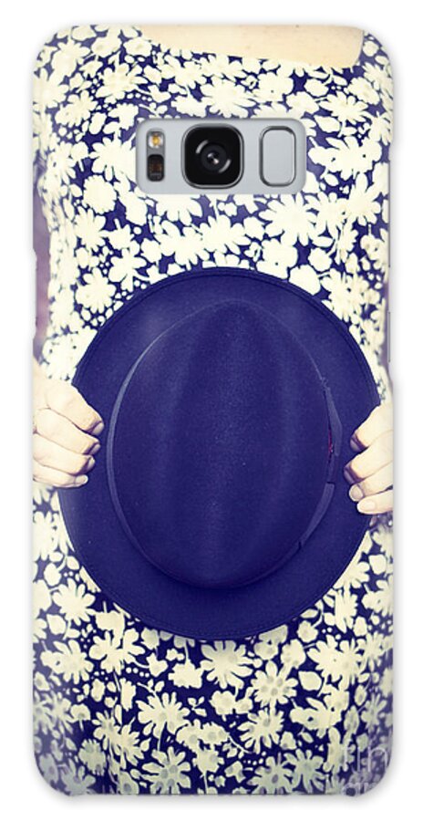 Woman Galaxy Case featuring the photograph Vintage hat flower dress woman by Edward Fielding