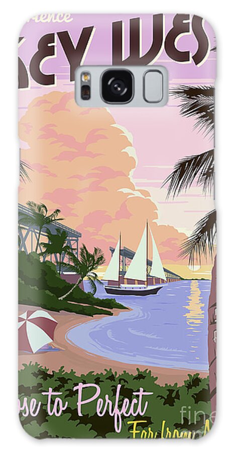 Vintage Key West Travel Poster Galaxy Case featuring the drawing Vintage Key West Travel Poster by Jon Neidert