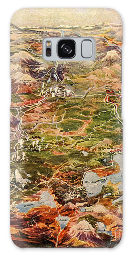 Vintage Galaxy Case featuring the photograph Vintage Map of Yellowstone National Park by Edward Fielding