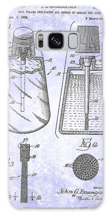 Vintage Nail Polish Applicator Patent From 1963 Galaxy Case featuring the painting Vintage Nail Polish Applicator Patent From 1963 by Celestial Images