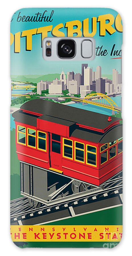 Travel Poster Galaxy Case featuring the digital art Pittsburgh Poster - Incline by Jim Zahniser