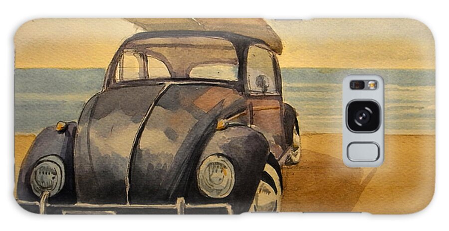 Volkswagen Galaxy Case featuring the painting Volkswagen beetle by Juan Bosco