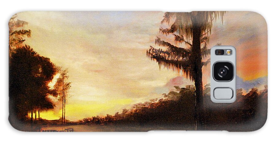 Landscape Painting From Memory And Photo Reference Galaxy Case featuring the painting Waccamaw Evening by Phil Burton