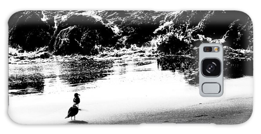 Beach Galaxy Case featuring the photograph Waiting For Their Meal Black and White by Jim Moss