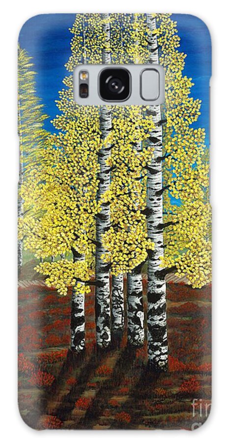 Betterlight Galaxy Case featuring the painting Walk Through Aspens triptych 2 by Rebecca Parker