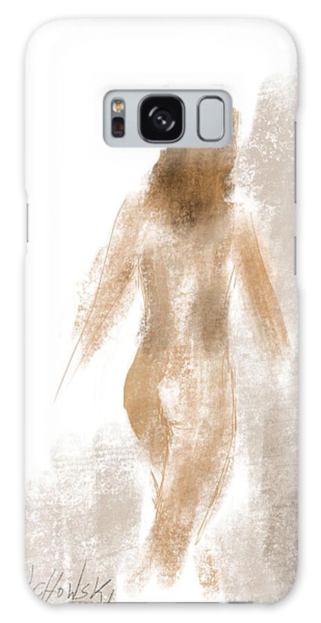 Walking Nude Woman Girl Figure Drawing Body Back Walking Away Print Abstract Hair Galaxy S8 Case featuring the drawing Walking Nude by Miroslaw Chelchowski