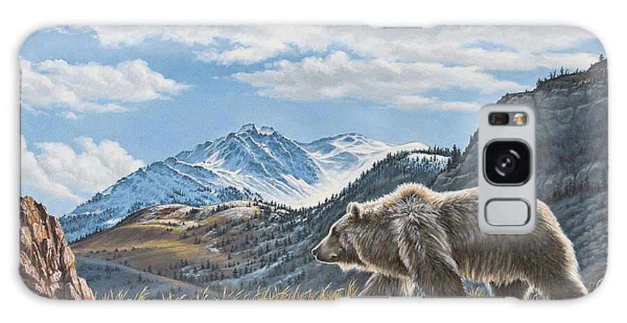 Wildlife Galaxy Case featuring the painting Walking the Ridge - grizzly by Paul Krapf