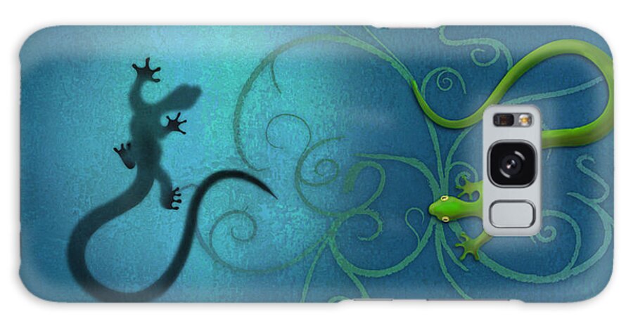 Gecko Galaxy Case featuring the digital art water colour print of twin geckos and swirls Duality by Sassan Filsoof