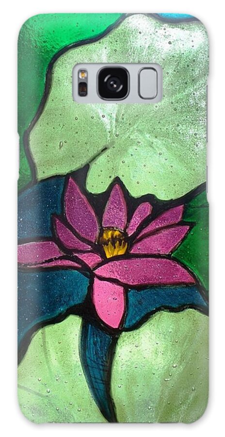 Fused Glass Galaxy Case featuring the painting Water Lily by Marian Berg