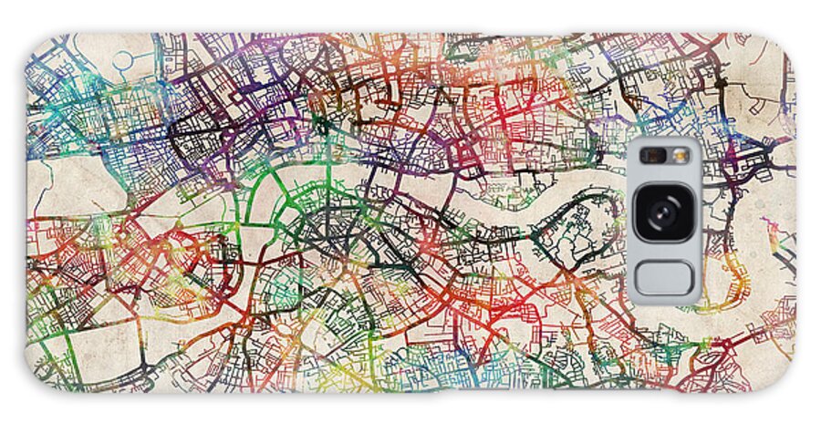 London Galaxy Case featuring the digital art Watercolour Map of London by Michael Tompsett