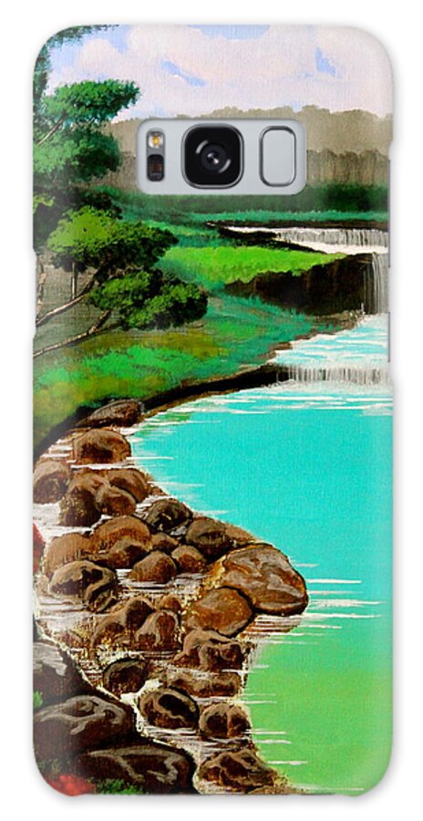 Waterfalls Galaxy S8 Case featuring the painting Waterfalls by Cyril Maza