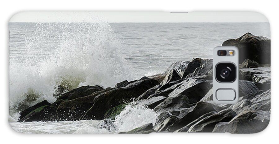 Wave Galaxy Case featuring the photograph Wave on Rocks by Maureen E Ritter