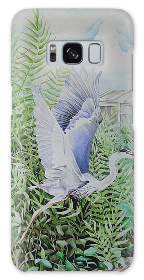 Wrightsville Beach Galaxy Case featuring the painting Wrightsville Blue Heron by William Love
