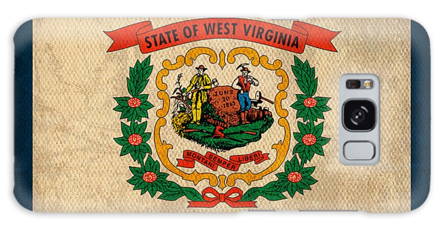 West Galaxy Case featuring the mixed media West Virginia State Flag Art on Worn Canvas by Design Turnpike