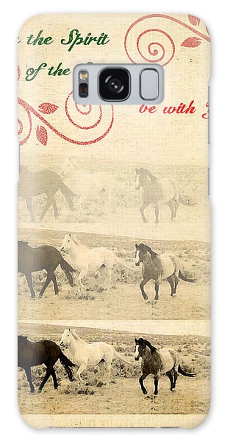Western Galaxy Case featuring the mixed media Western Themed Christmas Card Wyoming Spirit by Amanda Smith