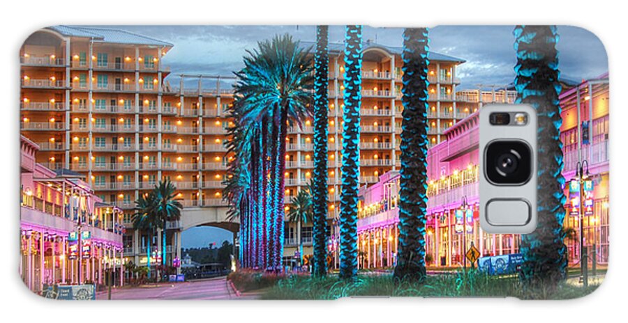 Palm Galaxy Case featuring the photograph Wharf Blue Lighted Trees by Michael Thomas