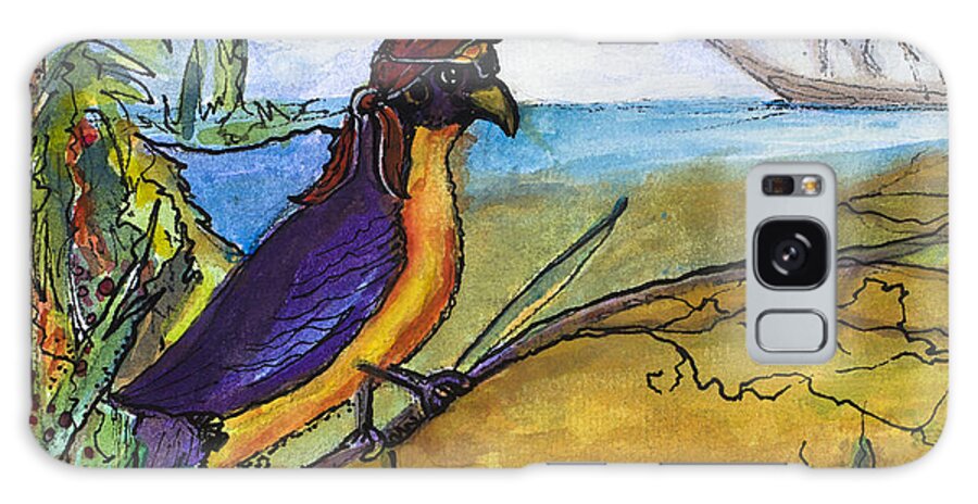 Violaceous Euphonia Galaxy Case featuring the painting When Birds Of Paradise Go Bad by Dale Bernard