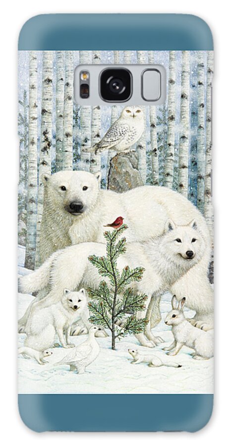 Animals Galaxy Case featuring the photograph White Animals Red Bird by Lynn Bywaters