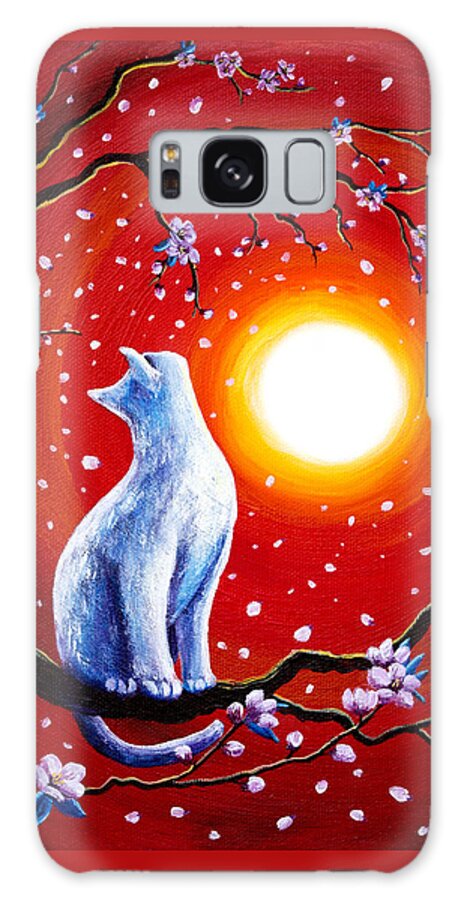 Zen Galaxy Case featuring the painting White Cat in Bright Sunset by Laura Iverson