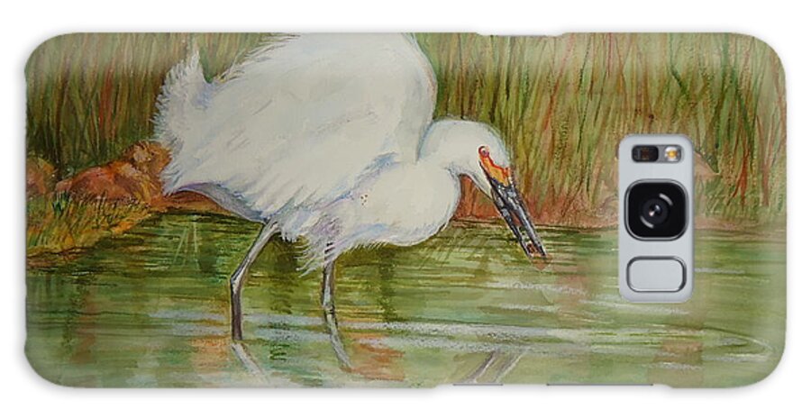 Egret Galaxy Case featuring the painting White Egret Wading by Charme Curtin