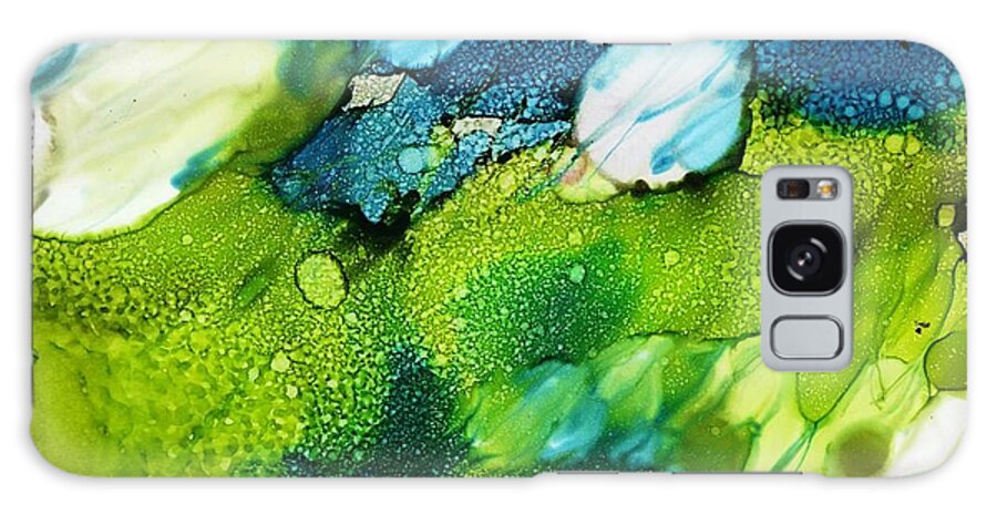 Art; Painting; Alcohol Ink; Abstract Painting; Yupo; Small Art; Wall Art; Office D�cor; Home D�cor; Modern Art; Apartment Art; Original Art; Alcohol Ink Art; Green And Blue Galaxy Case featuring the painting White Fusion by Yolanda Koh