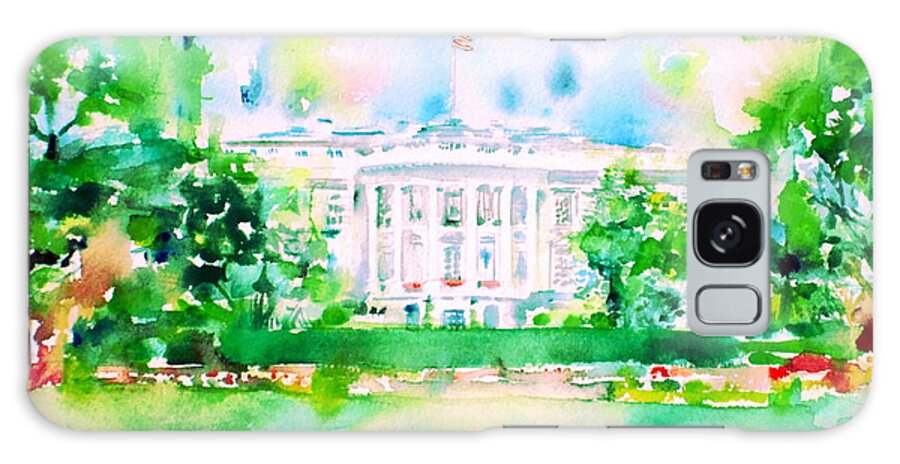 White House Galaxy Case featuring the painting WHITE HOUSE - watercolor portrait by Fabrizio Cassetta
