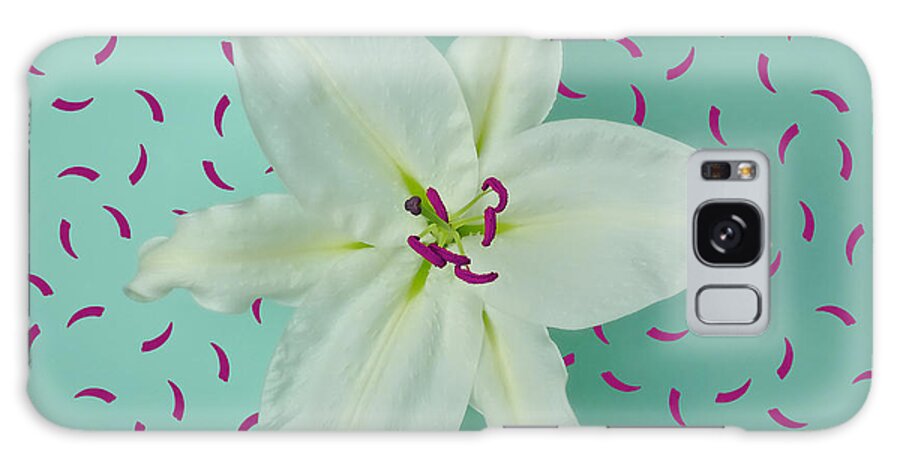 Sparse Galaxy Case featuring the photograph White Lily On Patterned Background by Juj Winn
