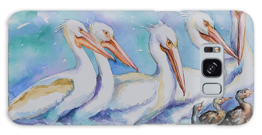 White Pelicans Galaxy Case featuring the painting White Pelicans by Jyotika Shroff