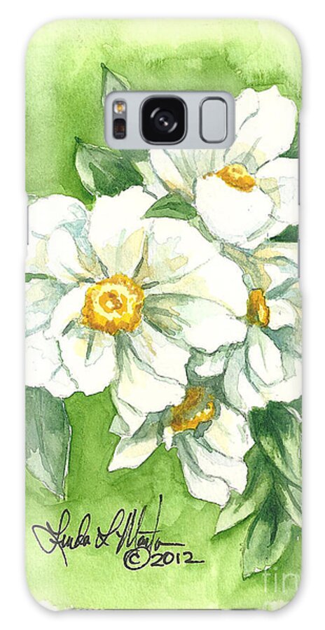 Watercolor Galaxy Case featuring the painting White Peony by Linda L Martin