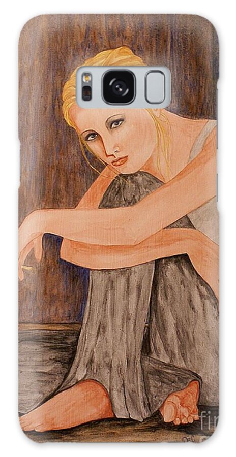Portrait Galaxy Case featuring the painting Why by Jane Chesnut