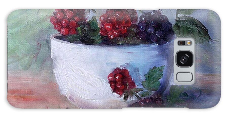 Still Life Painting Galaxy Case featuring the painting Wild Blackberries by Cheri Wollenberg