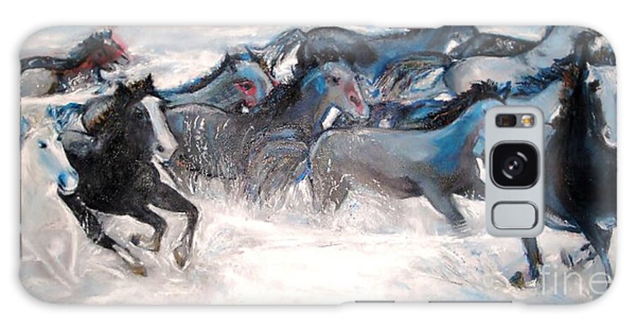 Horses Galaxy Case featuring the painting Wild Wild Horses by Helena Bebirian