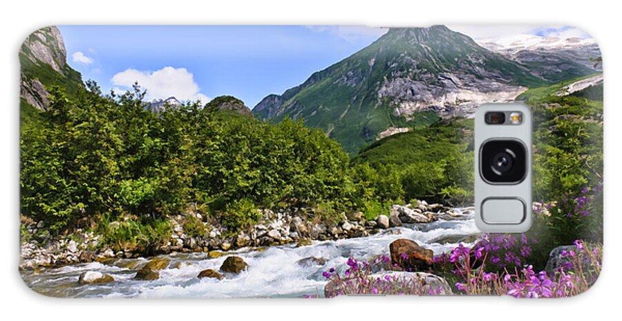 Alaska Galaxy Case featuring the photograph Wildflowers and Stream at Shakes Glacier by Betty Eich