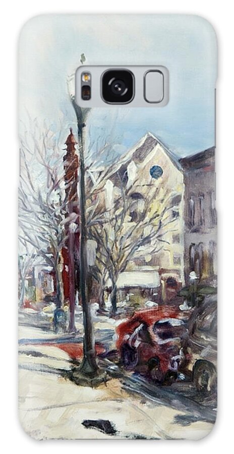 Landscape Galaxy Case featuring the painting Willamsport Streetscape Winter by Geoffrey Haun