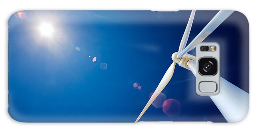 Wind Galaxy Case featuring the photograph Wind Turbine and sun by Johan Swanepoel