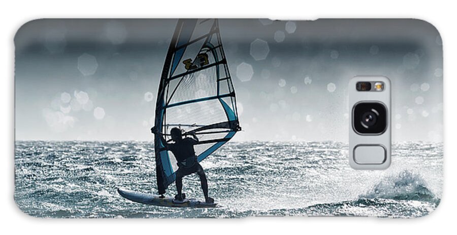 People Galaxy Case featuring the photograph Windsurfing With Water Drops On Camera by Ben Welsh / Design Pics