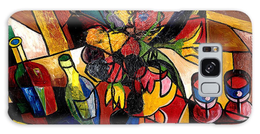Everett Spruill Galaxy Case featuring the painting Wine and Flowers for two by Everett Spruill