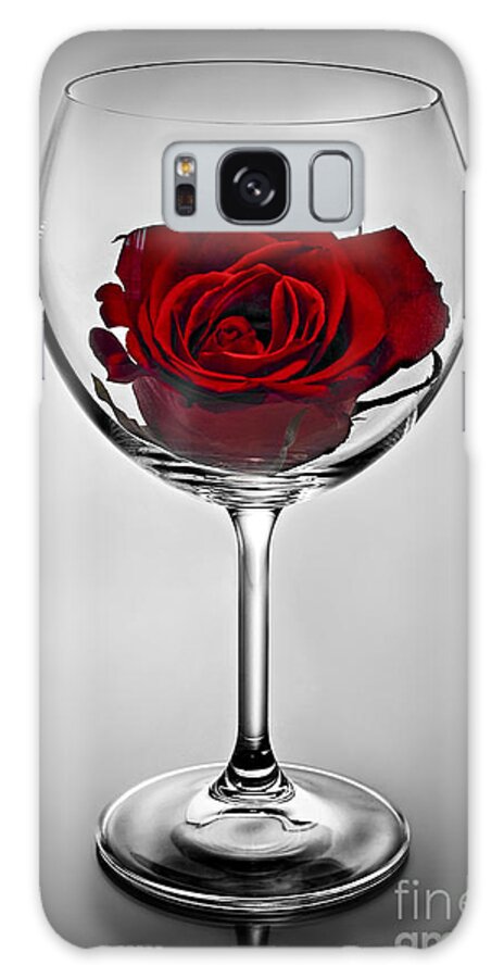 Wine Glass Galaxy Case featuring the photograph Wine glass with rose by Elena Elisseeva