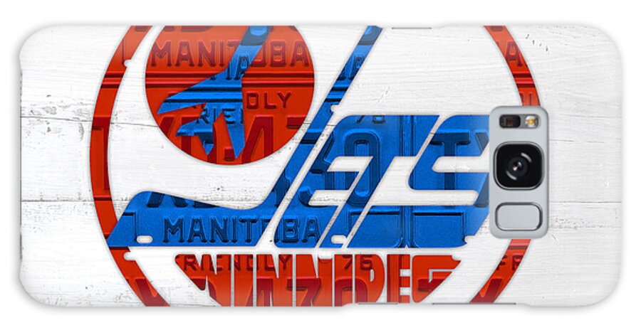 Winnipeg Galaxy Case featuring the mixed media Winnipeg Jets Retro Hockey Team Logo Recycled Manitoba Canada License Plate Art by Design Turnpike