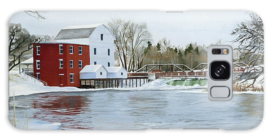 Landscape Galaxy Case featuring the painting Winter at Phelps Mill by Lynn Hansen
