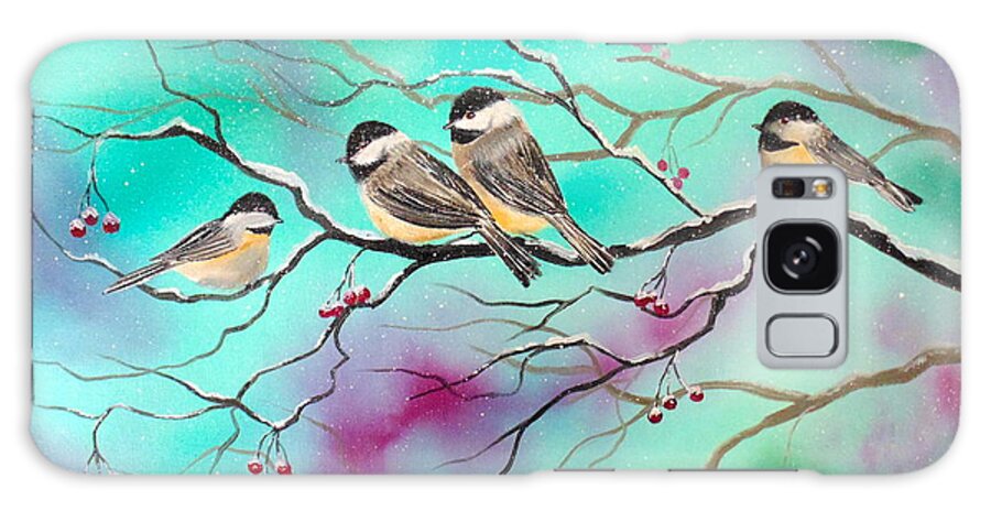 Birds Galaxy Case featuring the painting Winter Chickadees by Kevin Brown