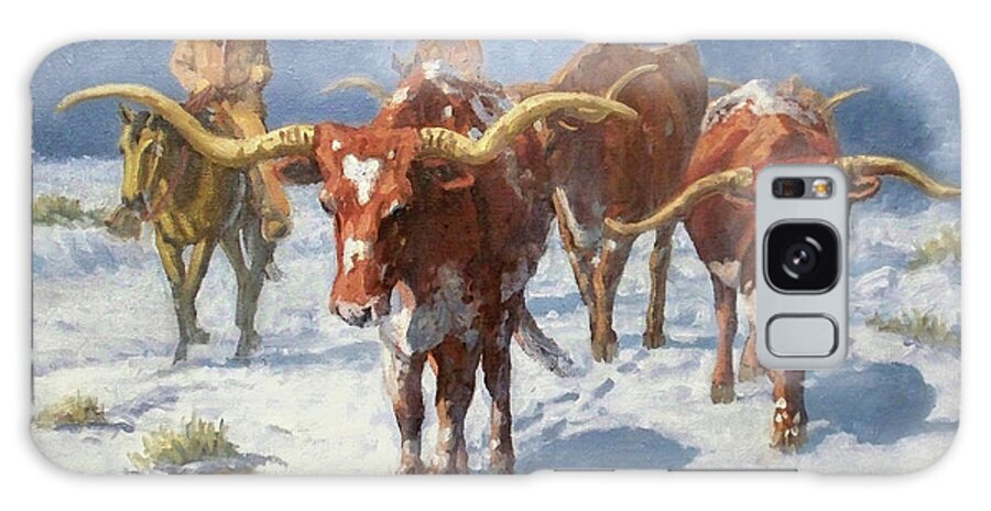 Longhorn Galaxy Case featuring the painting Winter Longhorns by Randy Follis