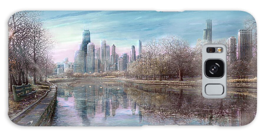 Winter In Chicago Galaxy Case featuring the painting Winter Serenity Frost by Doug Kreuger